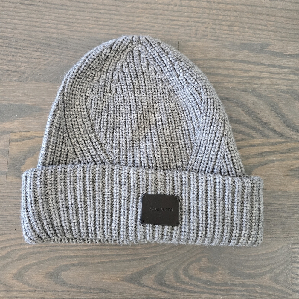 All Saints | Light Gray Ribbed Beanie
